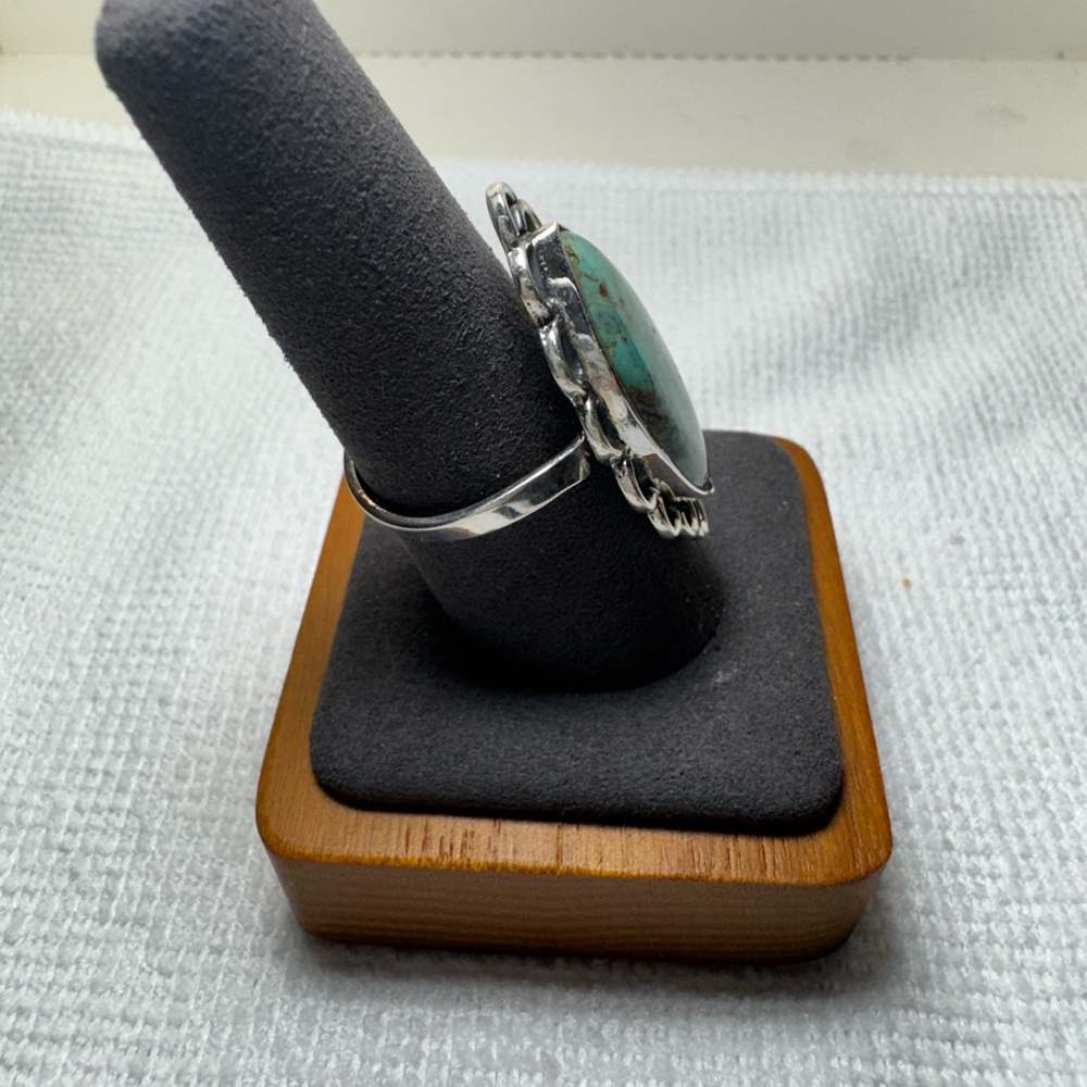 Royston Turquoise Ring Sterling Silver Adjustable Band Southwestern Boho - Picture 2 of 4